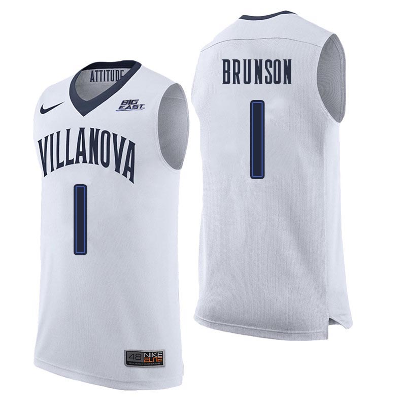 Men Villanova Wildcats #1 Jalen Brunson College Basketball Jerseys Sale-White - Click Image to Close